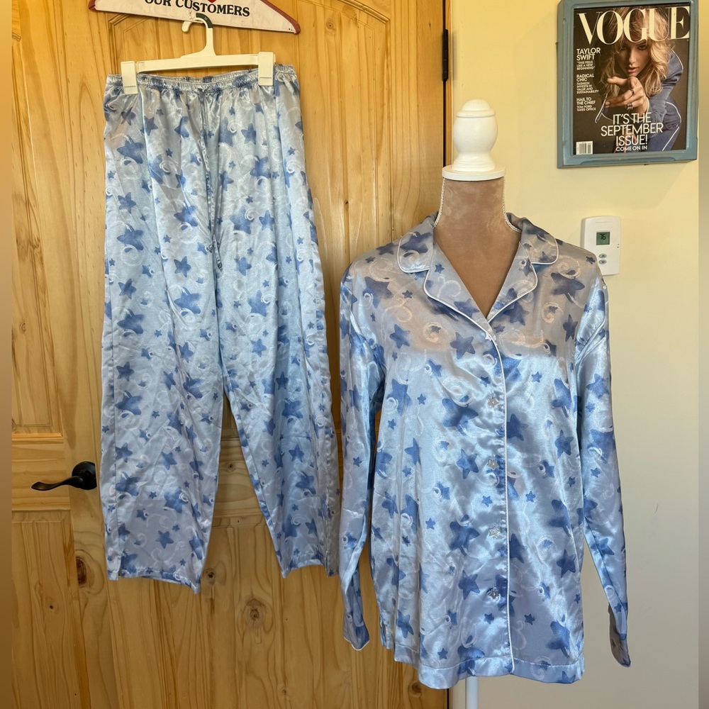 Silk Stary Night Button Down Pajama Set